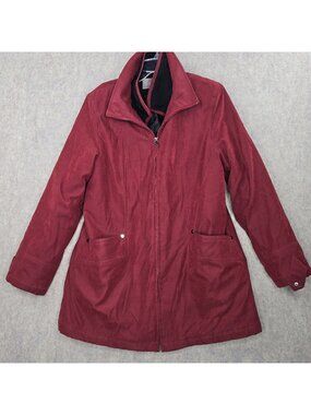 Croft & Barrow Womens Jacket Red Size L Polyester Zip-Up Pockets Winter Coat